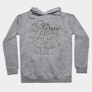 My Grace is Sufficient - 2 Corinthians 12:9 / Black on White Hoodie